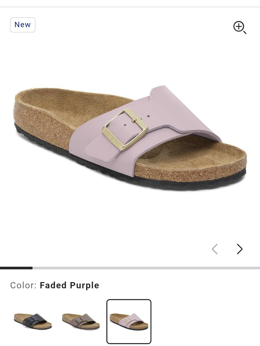 Birkenstock Faded Purple Madrid Single-Band Slide With Gold Buckle